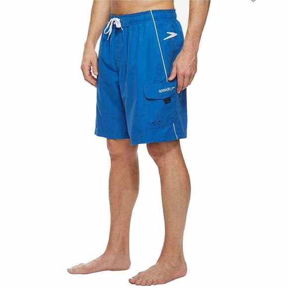 Speedo Swim Trunks Men's Loose Fit Performance Marina Volley Classic Blue/White - Picture 1 of 7